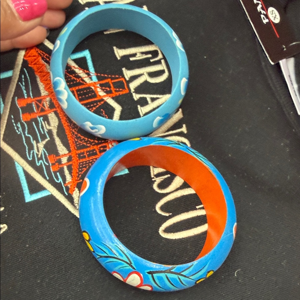 Mine Vibrant Blue and Orange Floral Bangles